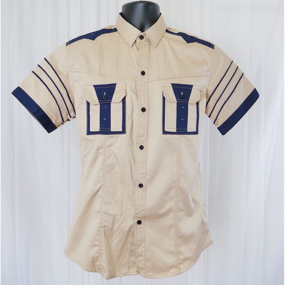 Men’s Onesane Khaki Shirt - Tan/Blue